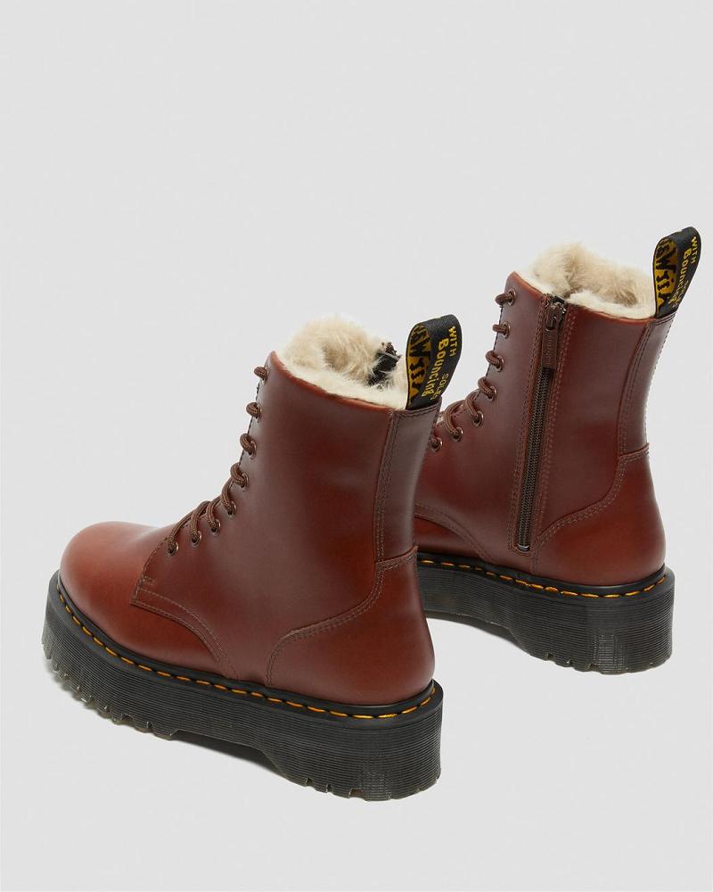 Dr Martens Jadon Faux Fur Gevoerde Platform Laarzen Heren Bruin | NL 258GSO